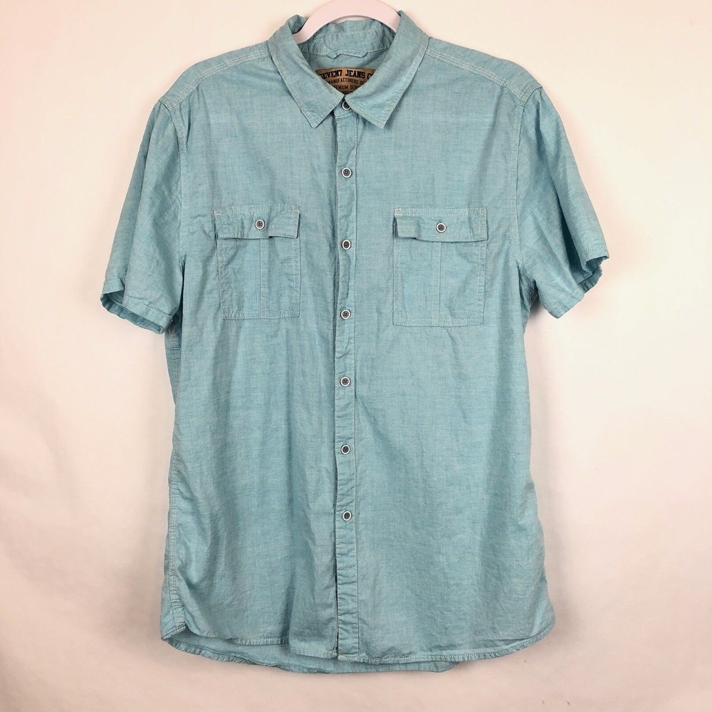 Seven7 Jeans Co Mens Button‎ Down Short Sleeve Size L  (BM1)
